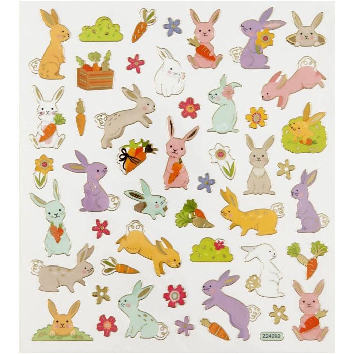 Stickers, paashaas, 15x16,5 cm, 1 vel