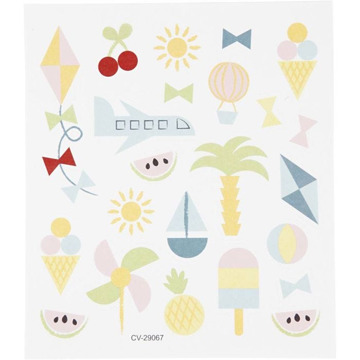 Stickers, zomervakantie, vel 15x16,5 cm, 1 vel