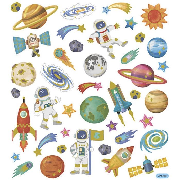 Stickers, ruimte, vel 15x16,5 cm, 1 vel