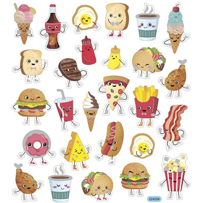 Stickers, fast food, vel 15x16,5 cm, 1 vel