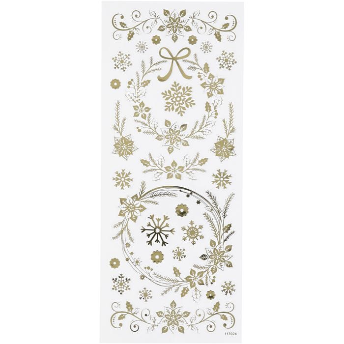 Stickers, kerst sterren, vel 10x24 cm, goud, 1 vel