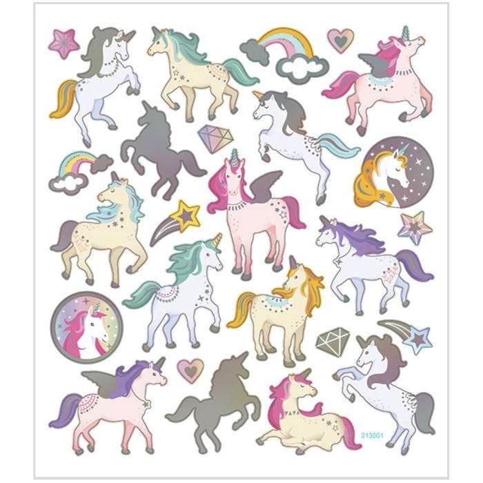 Stickers, unicorns, vel 15x16,5 cm, 1 vel