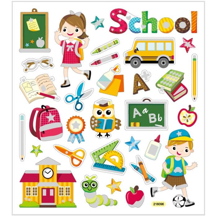 Stickers, school, vel 15x16,5 cm, 1 vel
