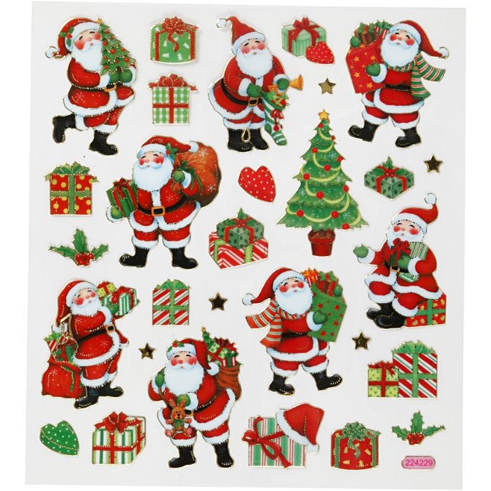 Stickers, klassieke kerstfiguren, 15x16,5 cm, 1 vel