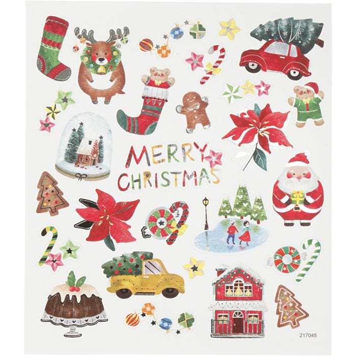 Stickers, alles voor kerst, vel 15x16,5 cm, 1 vel