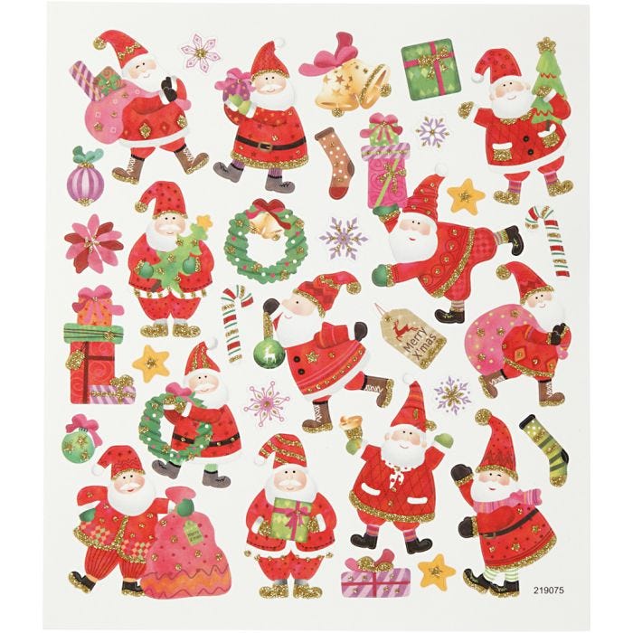 Stickers, vrolijke kerstman, vel 15x16,5 cm, 1 vel