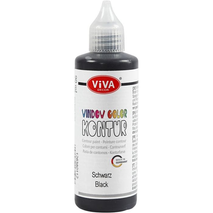 Window Color Contour, zwart, 90 ml/ 1 fles