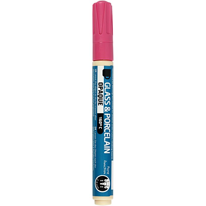 Glas- en porseleinstift, lijndikte 2-4 mm, dekkend, roze, 1 stuk