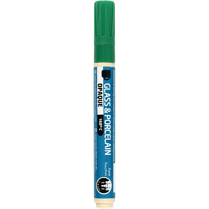Glas- en porseleinstift, lijndikte 2-4 mm, dekkend, groen, 1 stuk