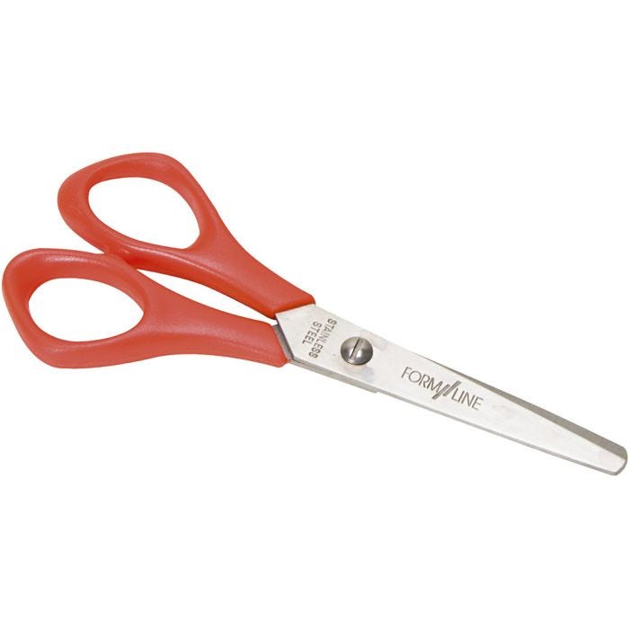 Schoolscharen, L: 14 cm, rond, linkshandig, 12 stuk/ 1 doos