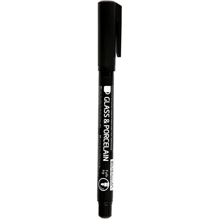 Contourstift voor Glas en Porselein, lijndikte 1-3 mm, semi-dekkend, zwart, 1 stuk