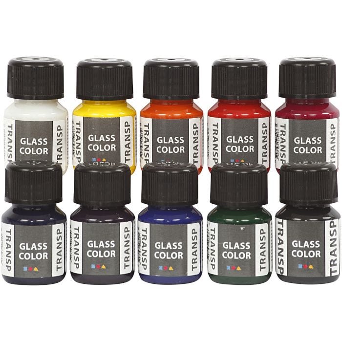 Glass Color Transparent, diverse kleuren, 10x30 ml/ 1 doos