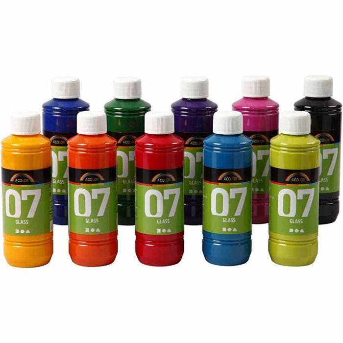 A-Color Glass, diverse kleuren, 10x250 ml/ 1 doos