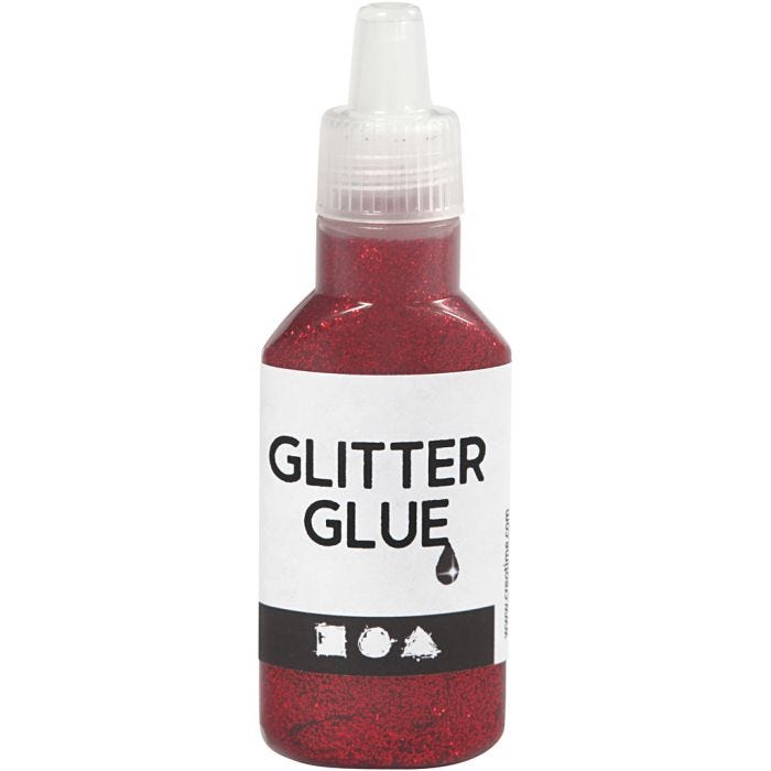 Glitterlijm, rood, 25ml/ 1 fles