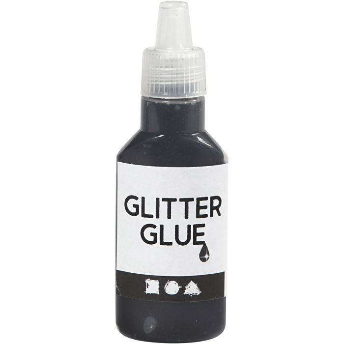 Glitterlijm, zwart, 25ml/ 1 fles