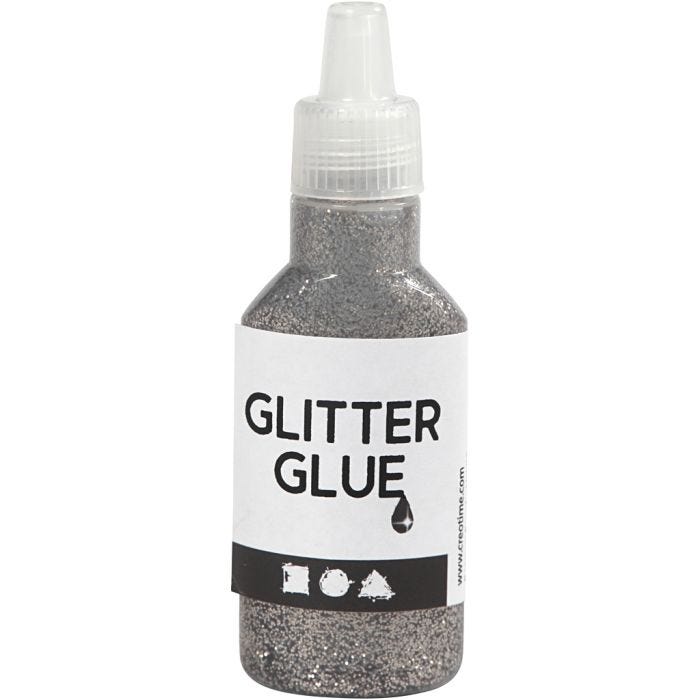 Glitterlijm, zilver, 25ml/ 1 fles