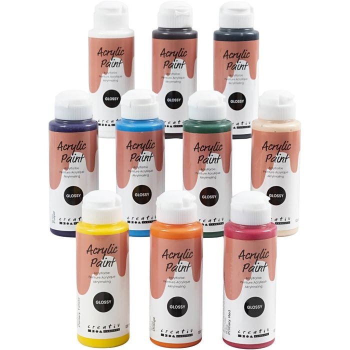 Acrylverf Glossy, diverse kleuren, 10x120 ml/ 1 doos