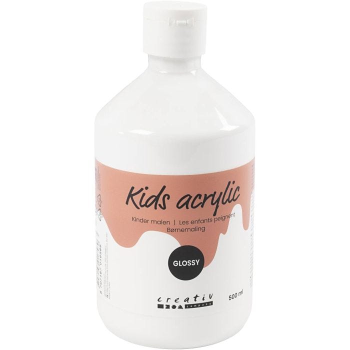 Acrylverf Glossy, wit, 500ml/ 1 fles