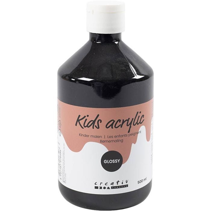 Acrylverf Glossy, zwart, 500 ml/ 1 fles