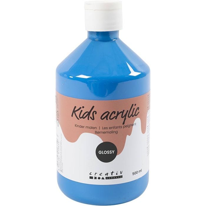 Acrylverf Glossy, primair blauw, 500 ml/ 1 fles