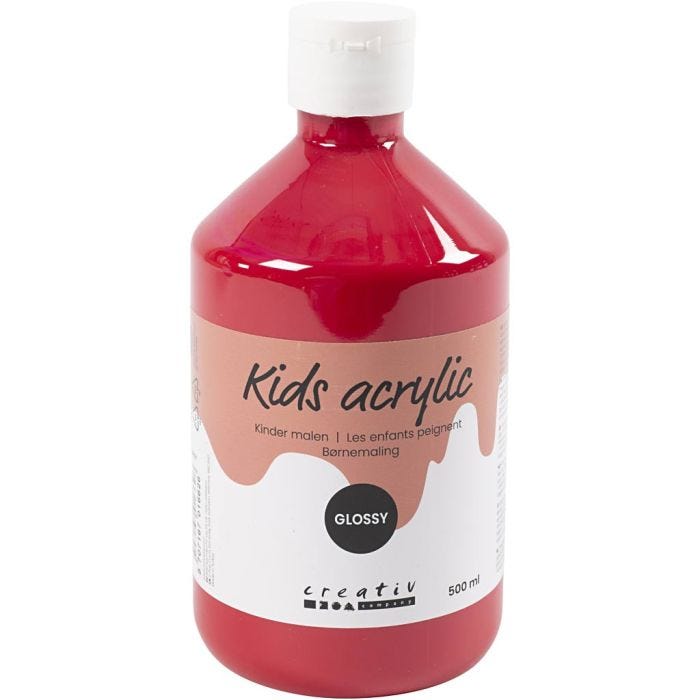 Acrylverf Glossy, primair rood, 500 ml/ 1 fles