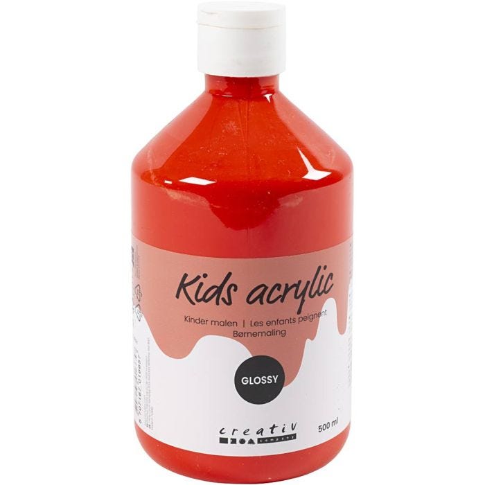 Acrylverf Glossy, rood, 500ml/ 1 fles