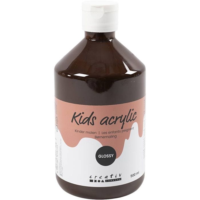 Acrylverf Glossy, bruin, 500 ml/ 1 fles