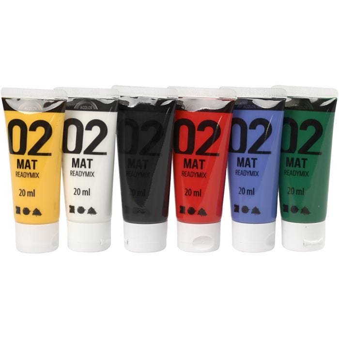 Acrylverf Mat, standaardkleuren, 6x20 ml/ 1 doos
