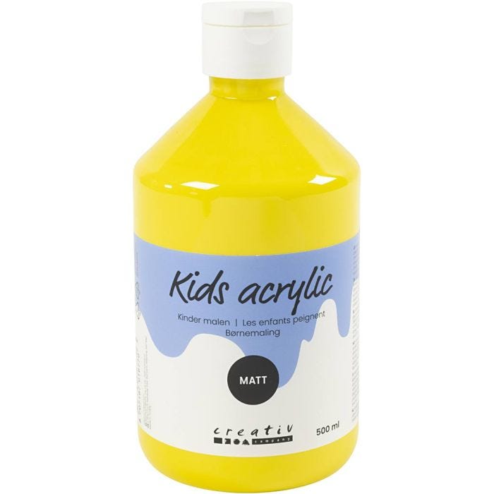 Acrylverf Mat, primair geel, 500 ml/ 1 fles