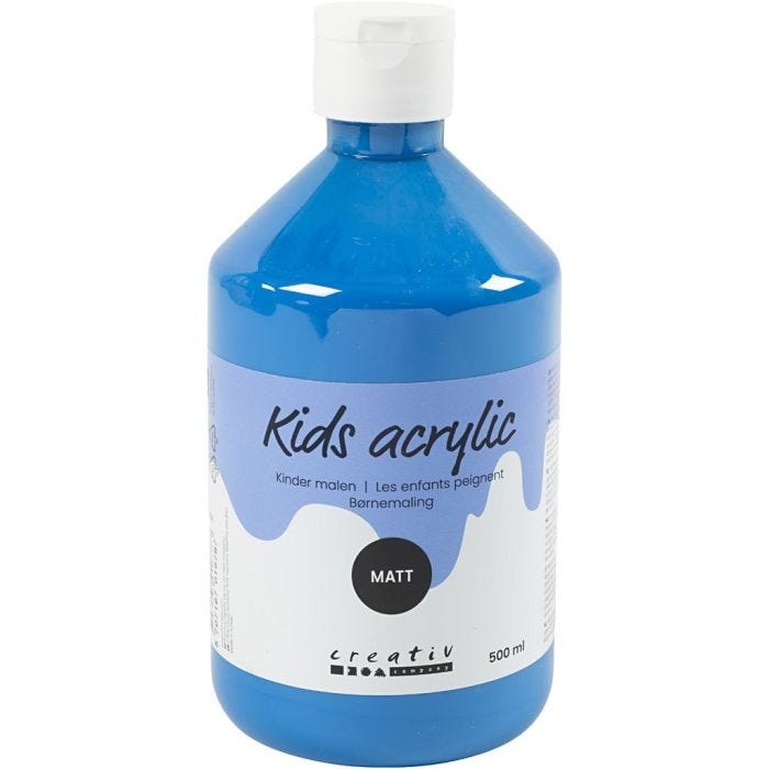 Acrylverf Mat, primair blauw, 500 ml/ 1 fles
