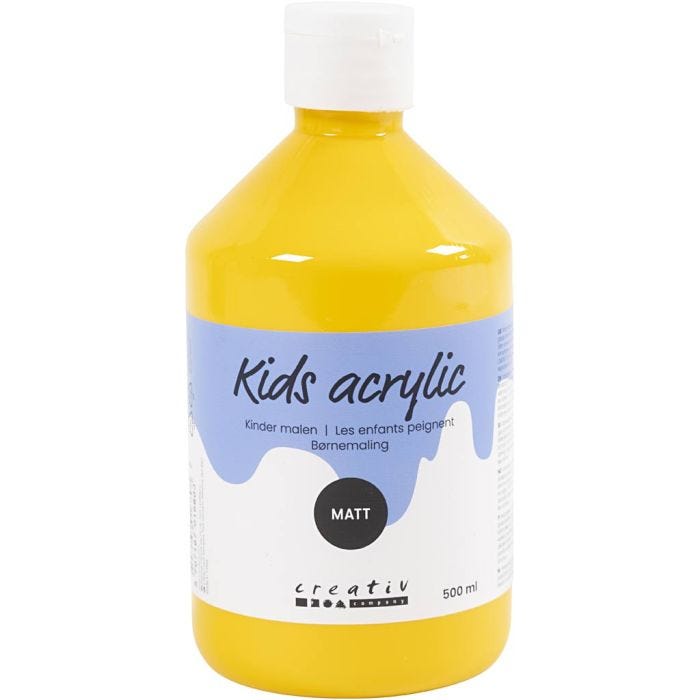 Acrylverf Mat, geel, 500 ml/ 1 fles