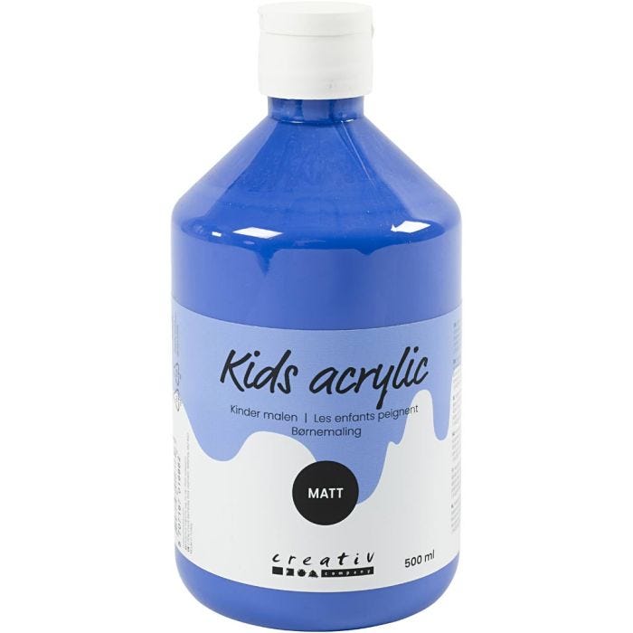 Acrylverf Mat, blauw, 500 ml/ 1 fles