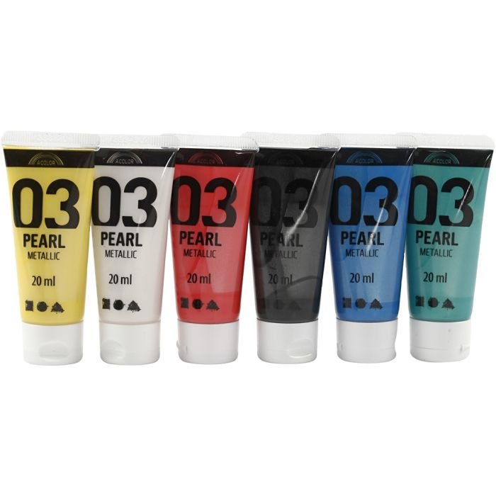 Acrylverf Metallic, metallic, standaardkleuren, 6x20ml/ 1 doos