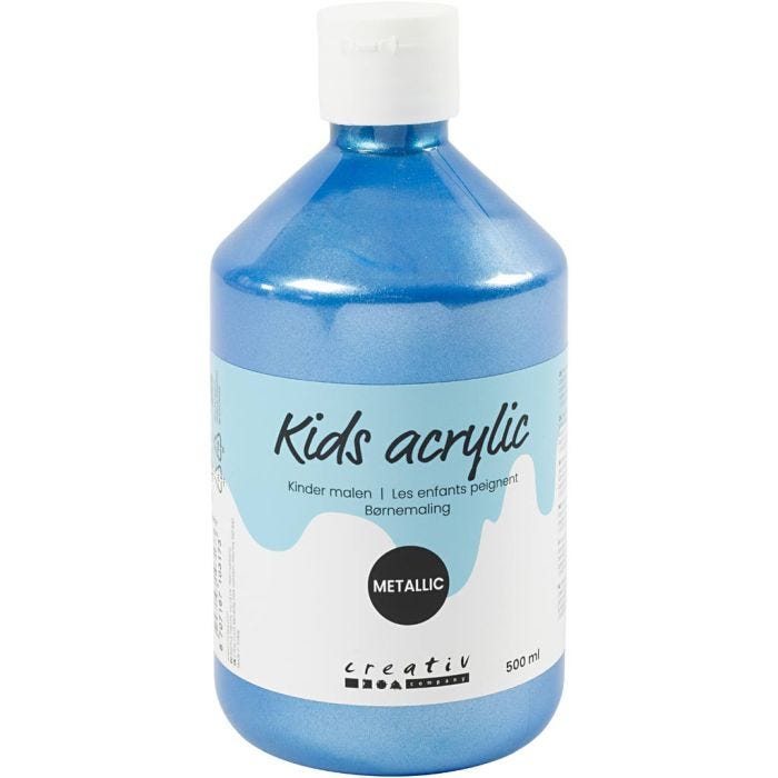 Acrylverf Metallic, metallic, blauw, 500 ml/ 1 fles