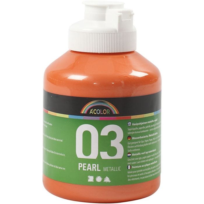 Acrylverf Metallic, metallic, oranje, 500ml/ 1 fles