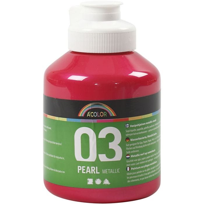 Acrylverf Metallic, metallic, roze, 500ml/ 1 fles