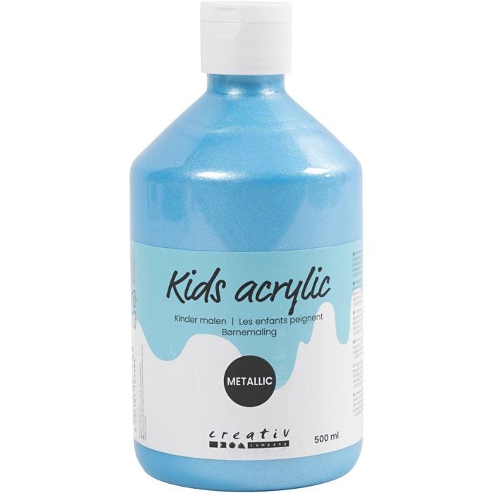 Acrylverf Metallic, metallic, lichtblauw, 500ml/ 1 fles