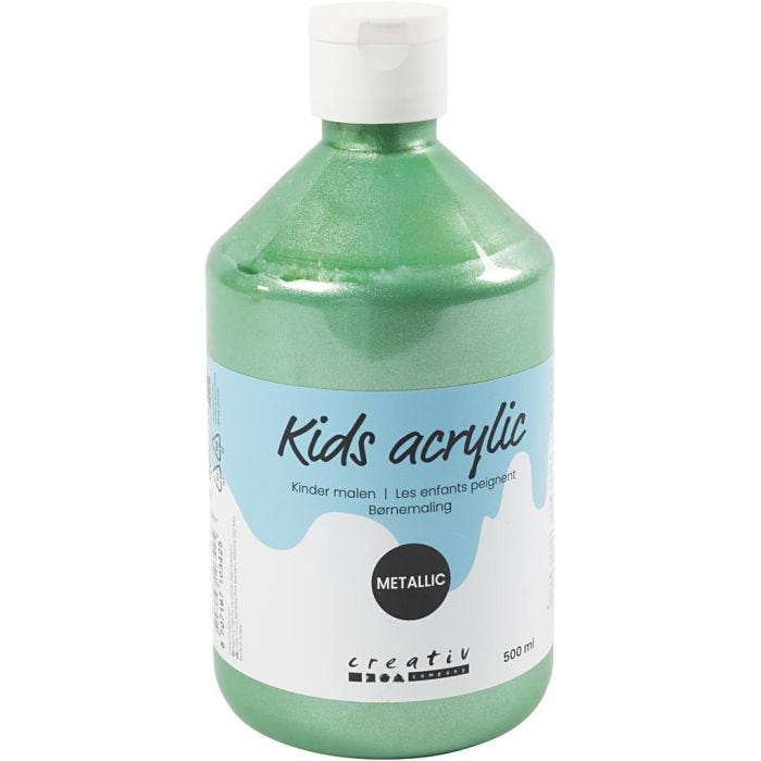 Acrylverf Metallic, metallic, lichtgroen, 500 ml/ 1 fles