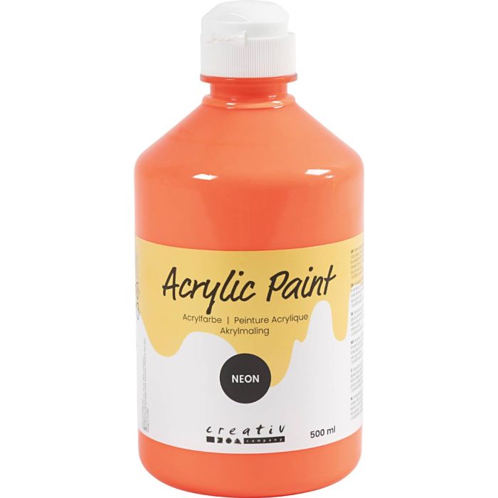 Acrylverf Neon, neon rood, 500 ml/ 1 fles