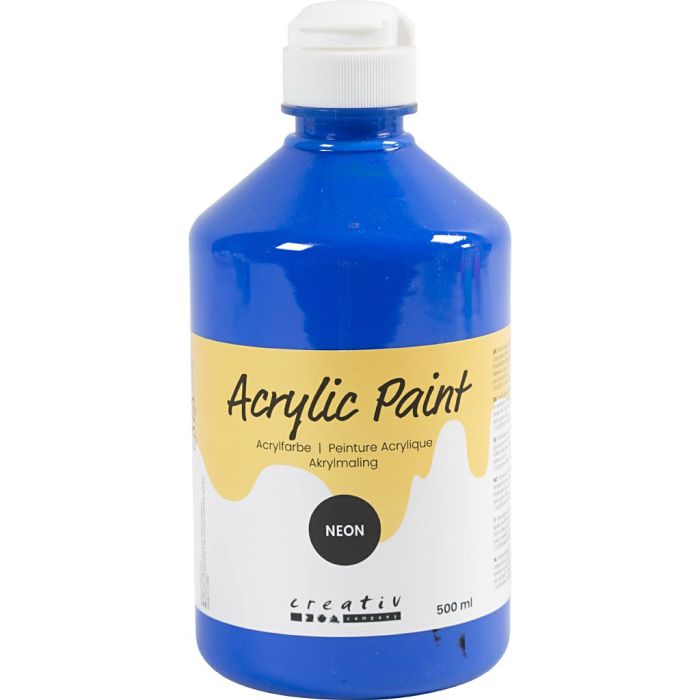 Acrylverf Neon, neon blauw, 500 ml/ 1 fles