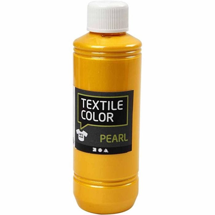 Textielkleur, parelmoer, geel, 250 ml/ 1 fles