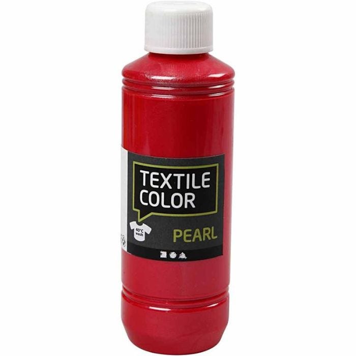 Textielkleur, parelmoer, rood, 250 ml/ 1 fles