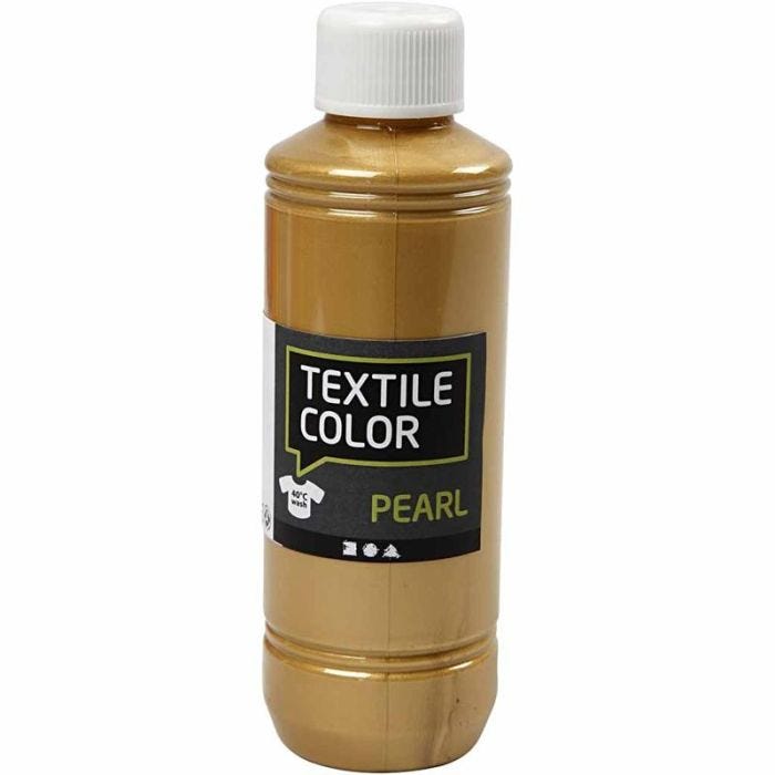 Textielkleur, parelmoer, goud, 250 ml/ 1 fles