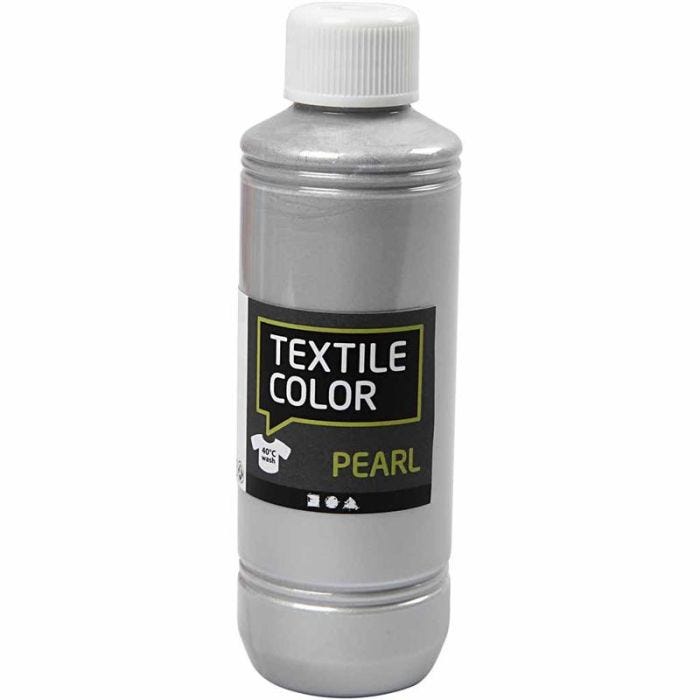 Textielkleur, parelmoer, zilver, 250 ml/ 1 fles