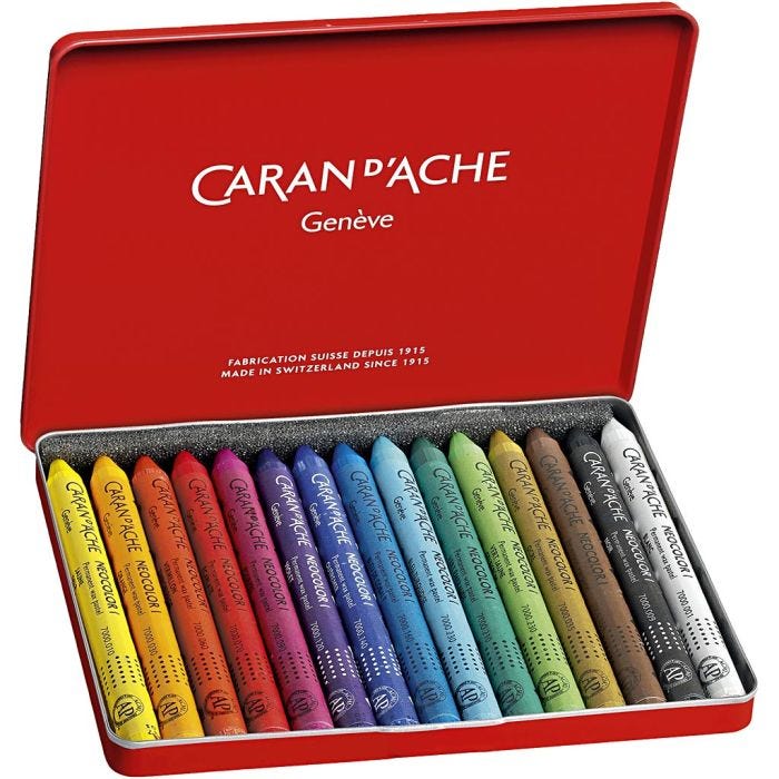 CARAN D’ACHE Neocolor I, L: 10 cm, dikte 8,5 mm, diverse kleuren, 15 stuk/ 1 doos