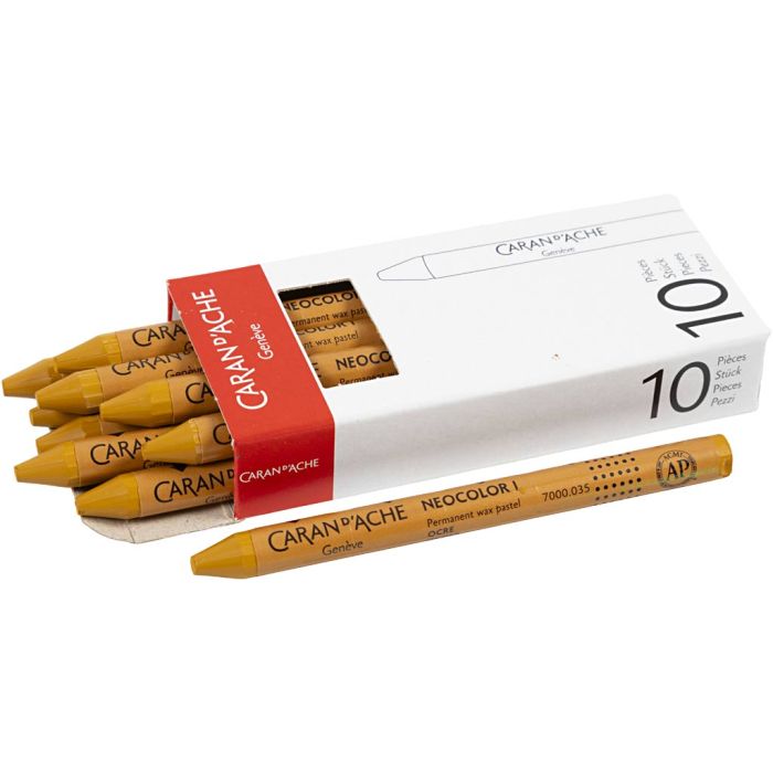 CARAN D’ACHE Neocolor I, L: 10 cm, dikte 8,5 mm, ochre (035), 10 stuk/ 1 doos