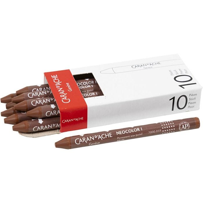 CARAN D’ACHE Neocolor I, L: 10 cm, dikte 8,5 mm, brown (059), 10 stuk/ 1 doos