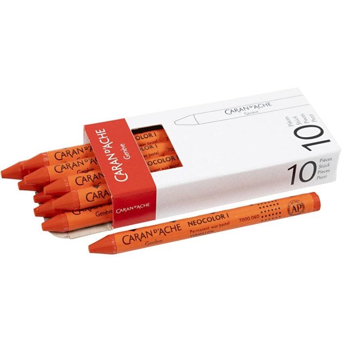 CARAN D’ACHE Neocolor I, L: 10 cm, dikte 8,5 mm, vermilion (060), 10 stuk/ 1 doos