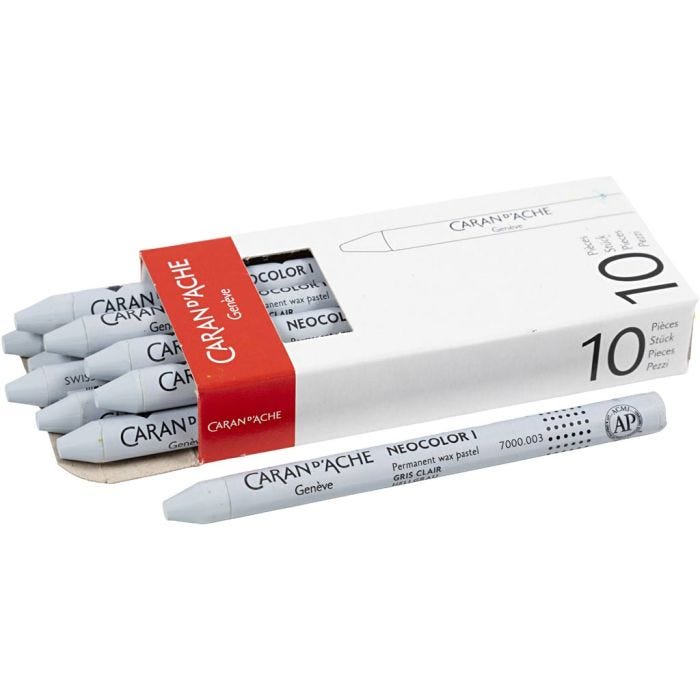 CARAN D’ACHE Neocolor I, L: 10 cm, dikte 8,5 mm, light grey (003), 10 stuk/ 1 doos
