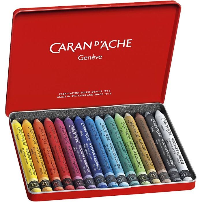 CARAN D’ACHE Neocolor II, L: 10 cm, dikte 8,5 mm, diverse kleuren, 15 stuk/ 1 doos